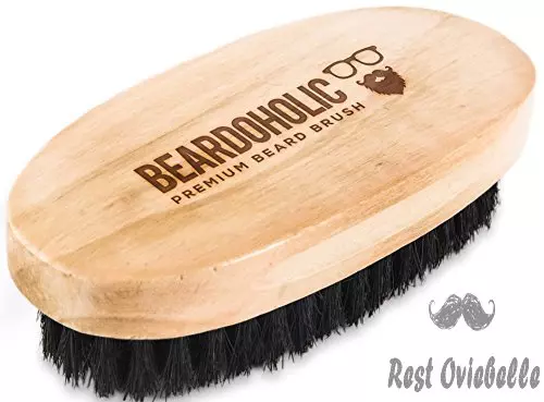 beardoholic boar hair beard brush professional barber brush for grooming detangling and beard health distributes natural