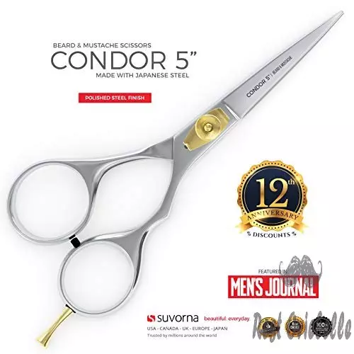 suvorna 5 mens beard mustache trimming cutting and styling scissors with tension adjustment only razor edge barber