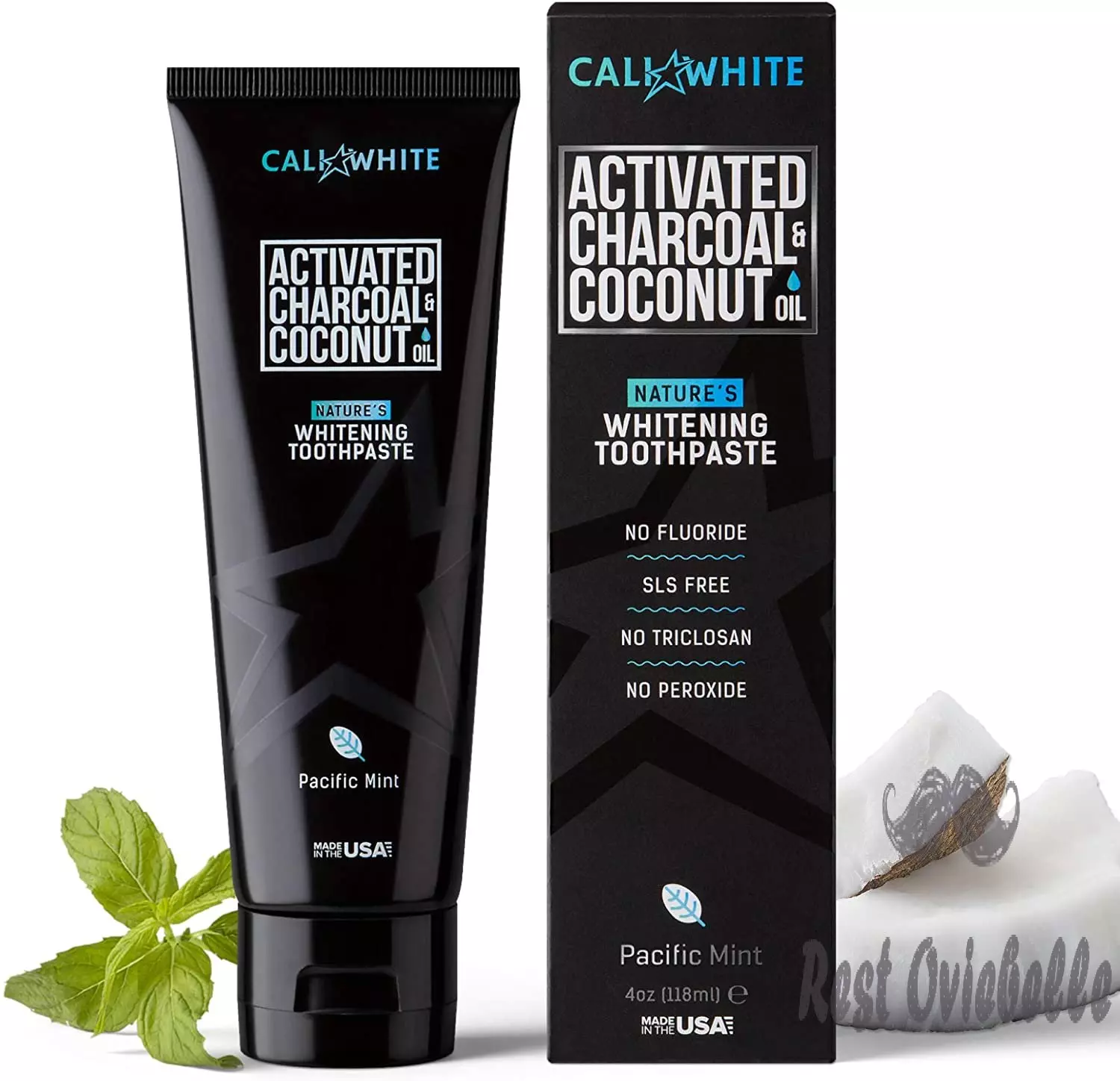 Cali White Activated Charcoal Organic Coconut Oil Teeth Whitening Toothpaste