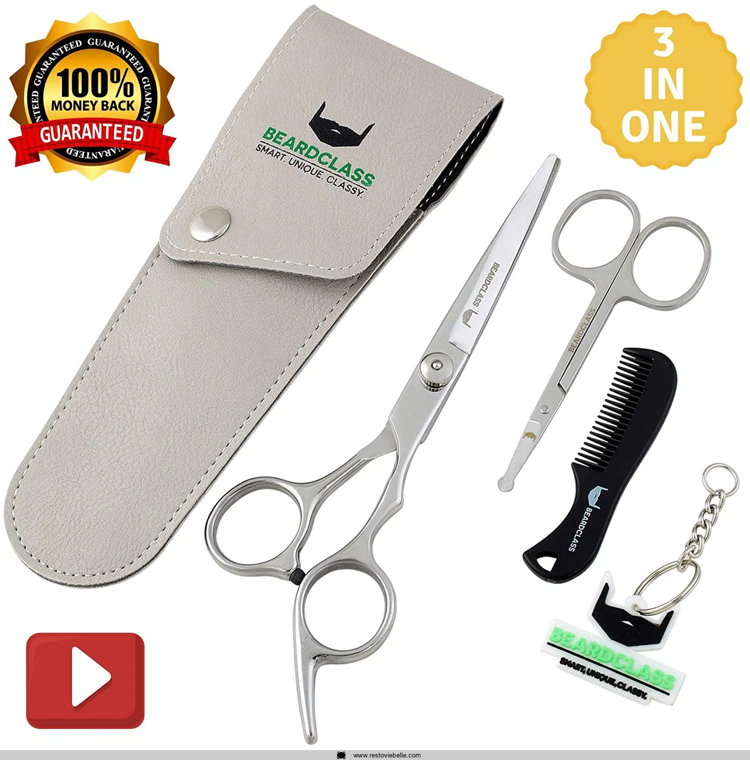 BEARDCLASS Beard Mustache Scissors Kit