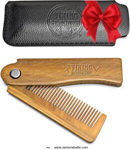 Folding Beard Comb w/Carrying Pouch