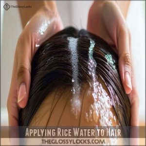 Applying Rice Water to Hair