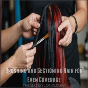 Brushing and Sectioning Hair for Even Coverage