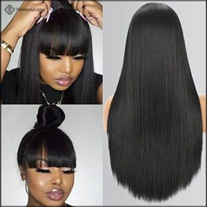 Long Straight Wig with Bangs