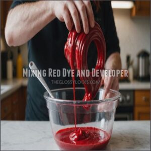 Mixing Red Dye and Developer