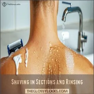 Shaving in Sections and Rinsing