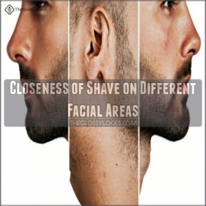 Closeness of Shave on Different Facial Areas