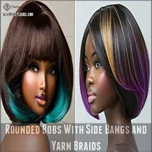 Rounded Bobs With Side Bangs and Yarn Braids