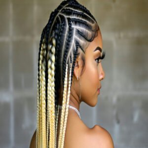 Feed-in Braids With Blonde Tips