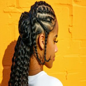 Half Up Half Down Feed-in Braids