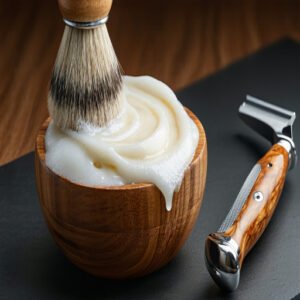 Lathering With Shaving Soap and Brush