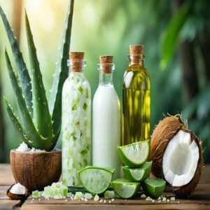 Role of Aloe Vera, Coconut Oil, and Jojoba Oil