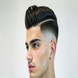 Short Fade With Styled Back Bangs