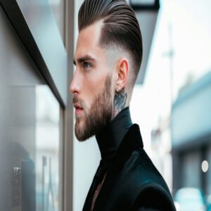 Slicked-Back Pompadour With Short Sides