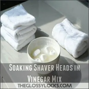 Soaking Shaver Heads in Vinegar Mix