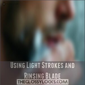 Using Light Strokes and Rinsing Blade