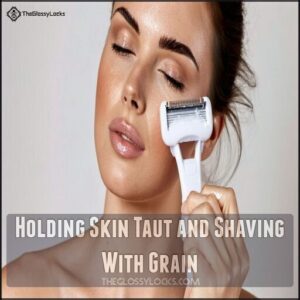 Holding Skin Taut and Shaving With Grain