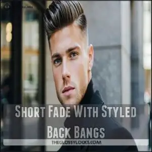 Short Fade With Styled Back Bangs