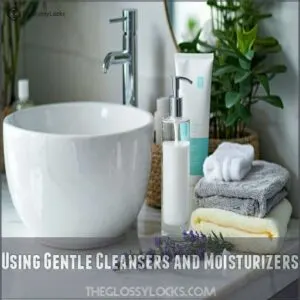 using gentle cleansers and moisturizers