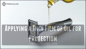 applying a thin film of oil for protection
