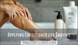 applying conditioner for shaving