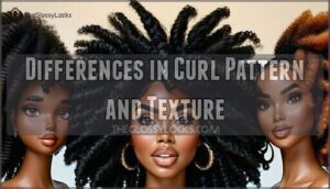 differences in curl pattern and texture