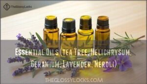 essential oils (tea tree, helichrysum, geranium, lavender, neroli)