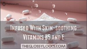 infused with skin-soothing vitamins b5 and e
