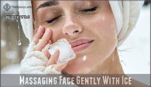 massaging face gently with ice