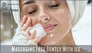 massaging face gently with ice