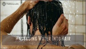 massaging water into hair