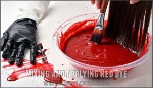 mixing and applying red dye