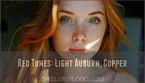 red tones: light auburn, copper