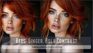reds: ginger, bold contrast