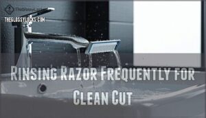 rinsing razor frequently for clean cut