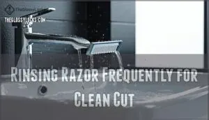 rinsing razor frequently for clean cut