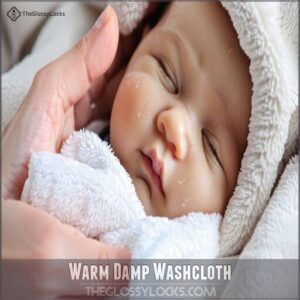 warm damp washcloth