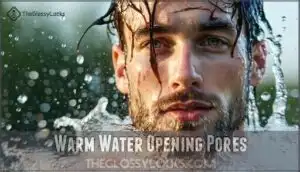 warm water opening pores