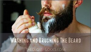 washing and brushing the beard