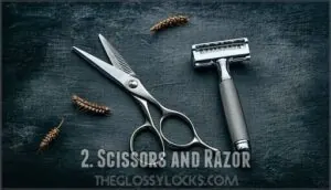2. scissors and razor 2. scissors and razor