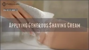 applying generous shaving cream applying generous shaving cream