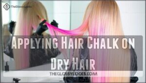applying hair chalk on dry hair