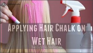 applying hair chalk on wet hair
