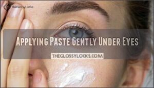 applying paste gently under eyes