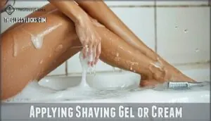 applying shaving gel or cream applying shaving gel or cream
