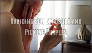 avoiding sun exposure and picking pimples