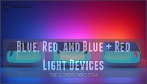blue, red, and blue + red light devices