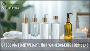 choosing lightweight, non-comedogenic formulas