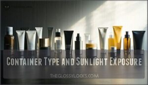 container type and sunlight exposure
