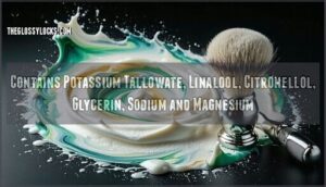 contains potassium tallowate, linalool, citronellol, glycerin, sodium and magnesium